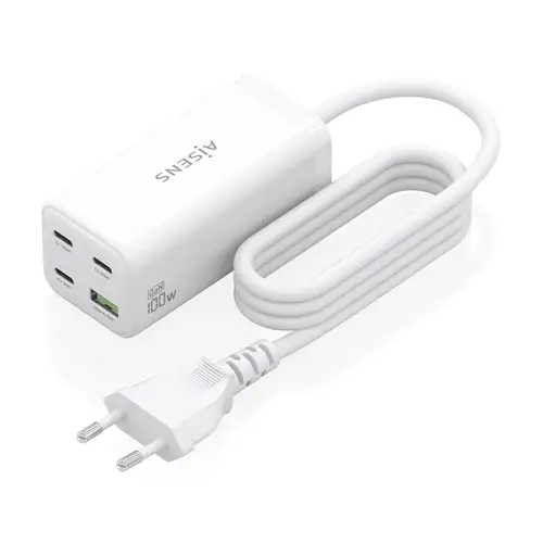 Cargador Sobremesa GaN 100W, 3x USB-C PD3.0 QC4.0 QC5.0, 1x USB-A QC3.0, Blanco - Imagen 2