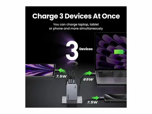 Nexode Pro EU 3-Port GaN PD Fast Charger With USB-C Cable Universal Negro, Gris Corriente alterna Carga rápida Interior - Imagen 5