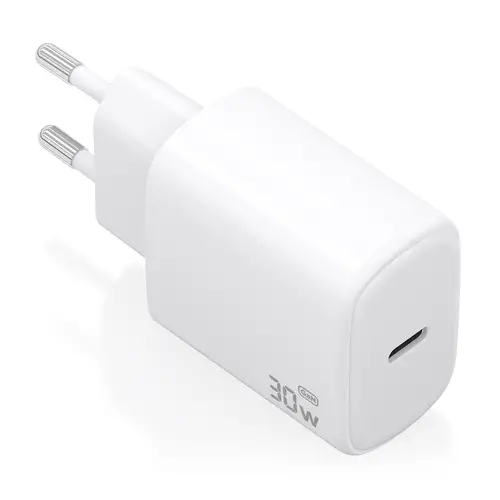Cargador GaN 30W, 1xUSB-C PD3.0, Blanco - Imagen 1