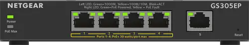 GS305EP Gestionado L2/L3 Gigabit Ethernet (10/100/1000) Energía sobre Ethernet (PoE) Negro - Imagen 2