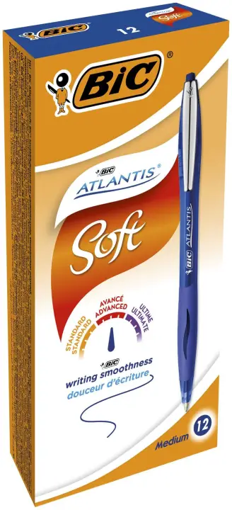 Atlantis Soft Azul Bolígrafo de punta retráctil con pulsador Me..