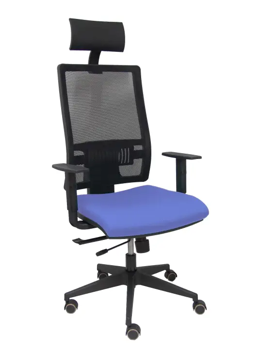 Silla Horna traslack bali azul brazos regulables ruedas parqué y cabecero