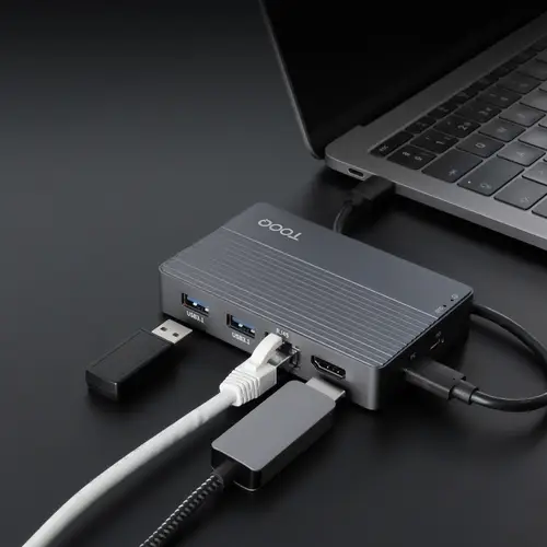 Caja externa para SSD M.2 NVMe/SATA + HUB USB-C 3.2 Gen2 con 2x USB-A 3.1 + 1x USB-A 2.0 + USB-C 3.2 Gen2 + HDMI 2.0 + RJ45 + SD/TF + AUDIO + USB-C PD 100W, Gris - Imagen 7