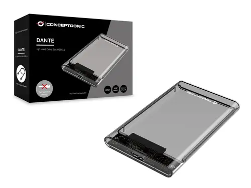 DANTE03T caja para disco duro externo Carcasa de disco duro/SSD Transparente 2.5" - Imagen 2