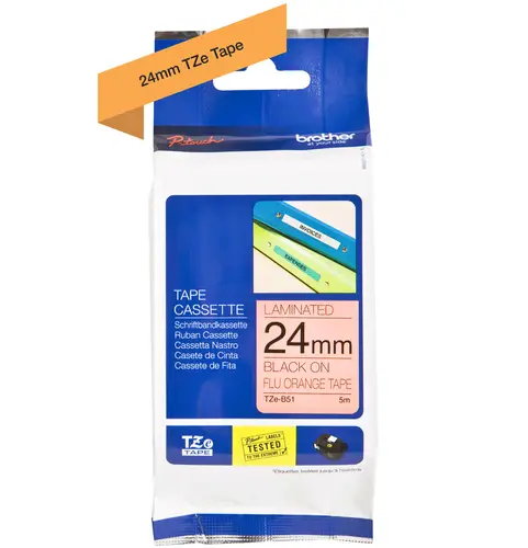 TZE-B51 cinta para impresora de etiquetas Negro sobre naranja fluorescente - Imagen 3