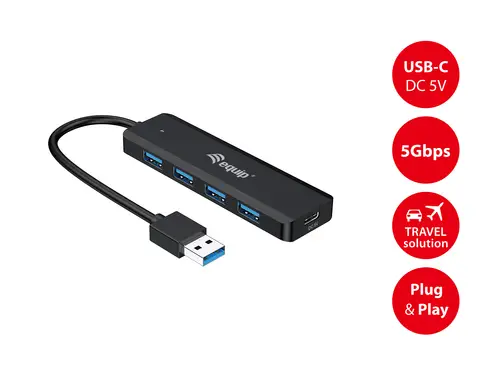 128959 hub de interfaz USB 3.2 Gen 1 (3.1 Gen 1) Type-A 5000 Mbit/s Negro - Imagen 6
