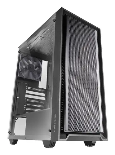 MC-PMAX, Caja Profesional ATX, 4x Ventiladores FDB 120mm, Panel Frontal Mesh, Ventana Lateral Cristal Templado, Semitorre PC con Diseño Doble Cámara, Soporte Refrigeración Líquida, Negro - Imagen 1