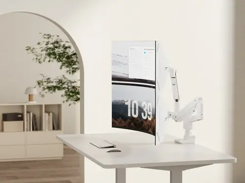 Soporte de escritorio para monitor doble de 17«-35», blanco - Imagen 6