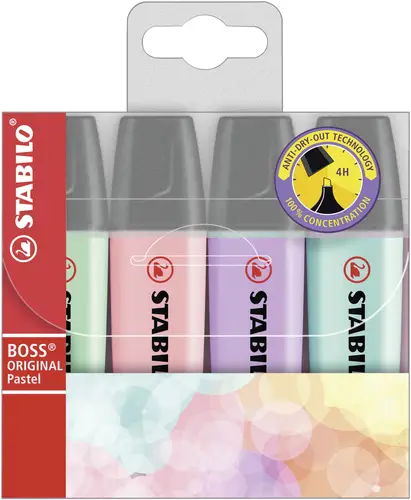 Boss Original Pastel marcador 4 pieza(s) Punta de cincel Lila, Menta, Rosa, Turquesa - Imagen 1
