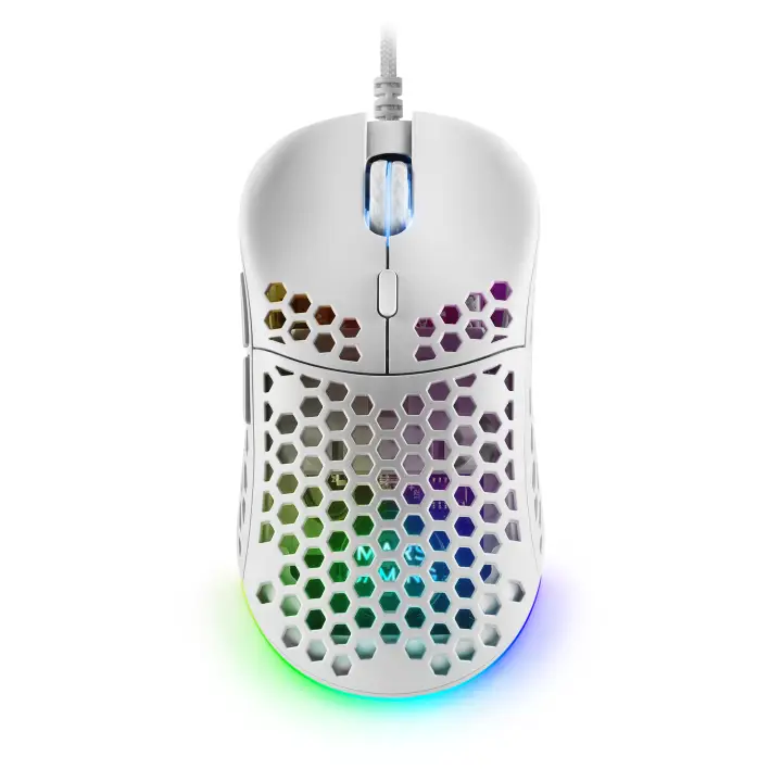 MM55W, Ratón Inalámbrico Gaming RGB Chroma, Ultra-ligero 55 g, 12800 DPI, Switches Mecánicos Programables HUANO, Blanco