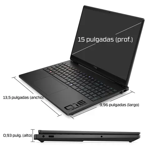 HyperX OMEN 15 inch Gaming Laptop PC 15-ga0004ns Intel® Core i7 i7-14650HX 38,9 cm (15.3") 2K 24 GB DDR5-SDRAM NVIDIA GeForce RTX 5060 Wi-Fi 6 (802.11ax) FreeDOS Negro - Imagen 6