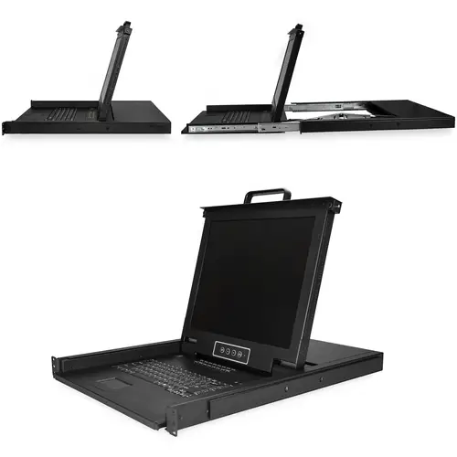 Consola KVM de 16 Puertos para Montaje en Rack con Cables de 1,8m - Teclado QWERTY - Conmutador KVM integrado con monitor LCD de 17" - Switch KVM LCD 1U - OSD - 50000 MTBF - Imagen 2