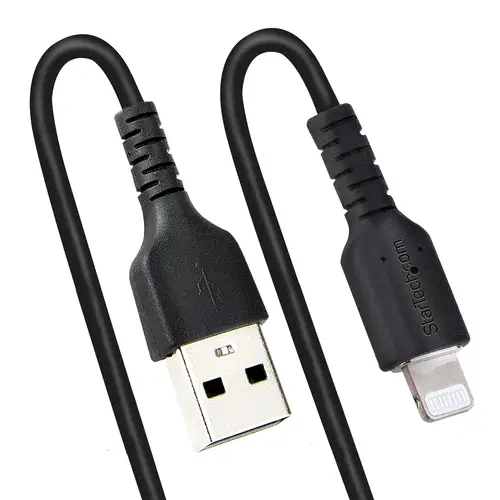 Cable 50cm USB a Lightning con Certificación MFi, Cable Rizado de Carga para iPhone, Negro, con Recubrimiento de TPE, Núcleo de Fibra de Aramida, Cable Lightning Rizado - Imagen 5