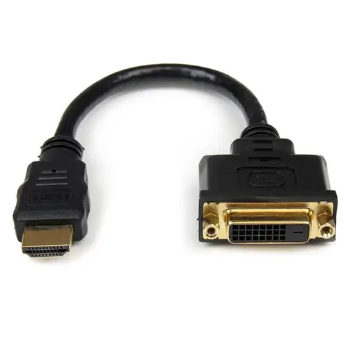 Adaptador de 20cm HDMI a DVI - DVI-D Hembra - HDMI Macho - Cable Conversor de Vídeo - Negro - Imagen 1