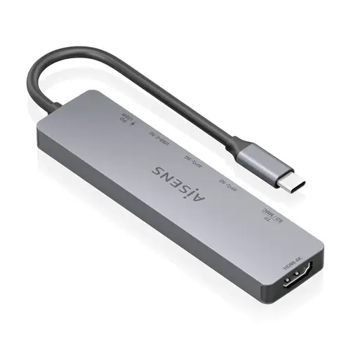 USB-C Dock 7 en 1, USB-C a 1xHDMI, 2xUSB-A, 1xUSB-C, 1xUSB-C PD 100W, 1xSD, 1xMicroSD, Gris, 15cm - Imagen 2