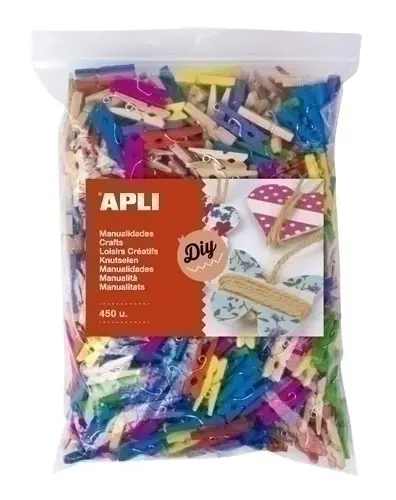 PINZAS APLI MADERA COLORES B/450