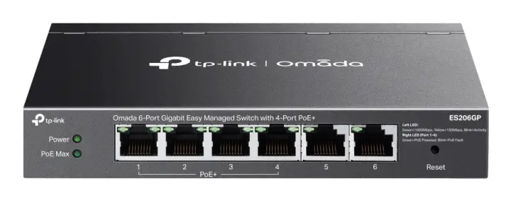 Omada ES206GP switch Gestionado Gigabit Ethernet (10/100/1000) Energía sobre Ethernet (PoE) Negro