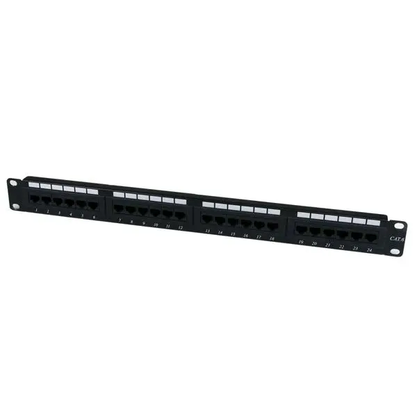 Panel de Parcheo 1U Cat6 110 con 24 Puertos para Montaje en Rack