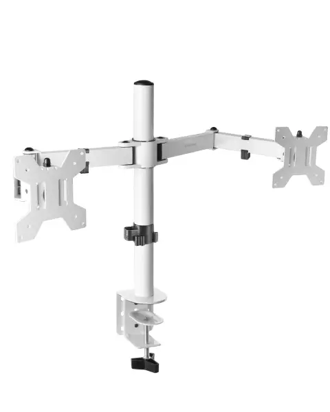MARM2 Blanco, Soporte de Monitor Dual de Brazo para Pantallas Hasta 27, Articulado y Regulable en Altura, Estructura Robusta, Compatible con VESA75 y VESA100