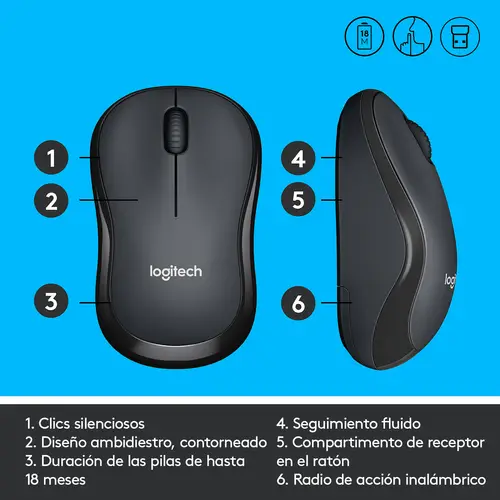 M220 Silent ratón Oficina Ambidextro RF inalámbrico Óptico 1000 DPI - Imagen 9