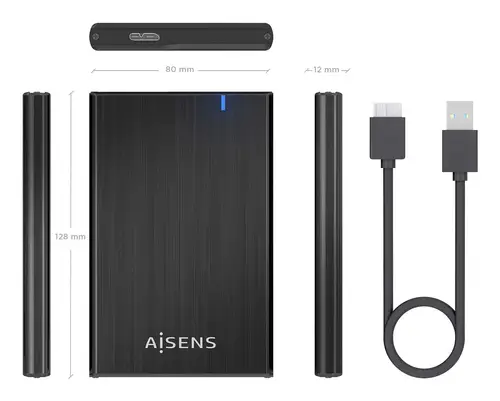 Caja externa 2.5" ASE-2528B 9.5mm SATA a USB 3.0/USB3.1 Gen1, Negro - Imagen 5