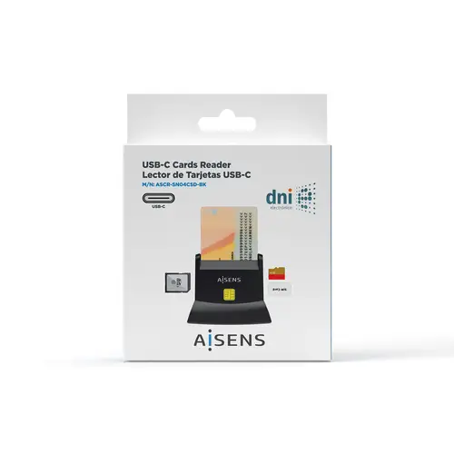 Lector De Tarjeta Dni Con Lector De Tarjetas SIM, SD, Micro SD, MMC, RS-MMC, MMC Micro, USB-C, Negro - Imagen 6