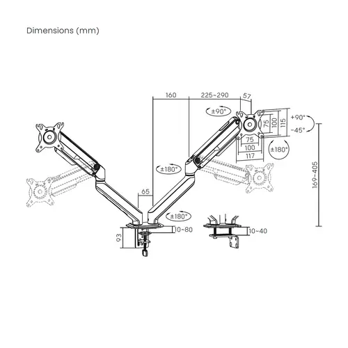 Soporte de Mesa Eco Contrapeso Giratorio e Inclinable para Monitor/TV 9kg (3 PIVOTES, 2 BRAZOS) de 17-32, Blanco - Imagen 7