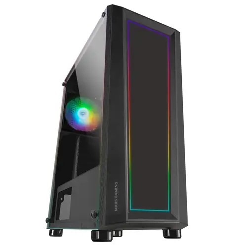 MC-ART Negro, Caja PC Gaming ATX, Doble Cristal Templado Dibujable, ARGB 12 Modos, Ventilador 12cm - Imagen 1