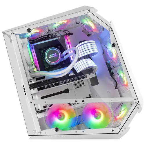 MC51W, Caja PC Gaming ATX, Doble Cristal Templado, 5x Ventilador RGB 12cm, Blanco - Imagen 4