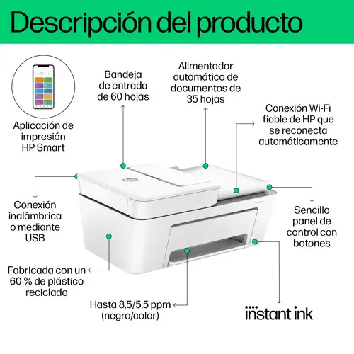DeskJet 4220e Inalámbrico All-in-One Color Impresora, Instant Ink  Fotocopiadora, escáner - Imagen 5