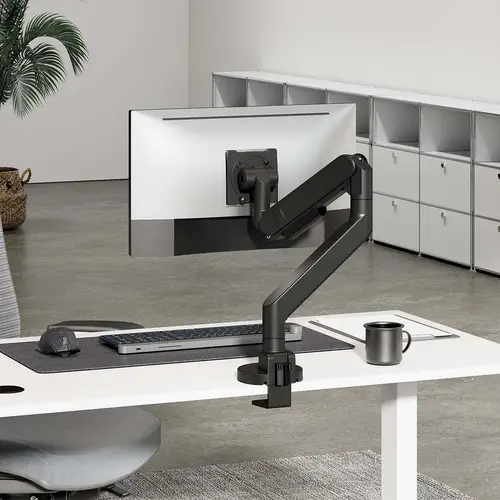 Soporte de mesa pro contrapeso giratorio e inclinable para monitor/TV 27kg (3 pivotes, 1 brazo) de 24-57, Negro - Imagen 4