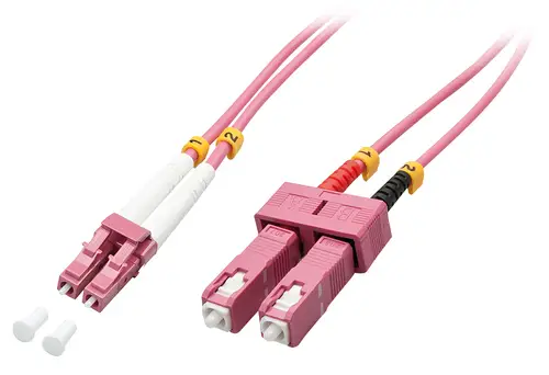 46362 cable de fibra optica 3 m LC SC OM4 Rosa - Imagen 1