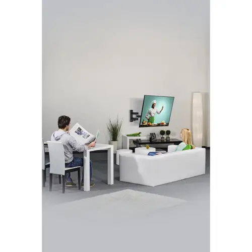 Soporte de Pared para televisores de 19 a 48", 2 brazos, Giratorio 180°, inclinable +5°/-12°, para televisores de hasta 20kg, VESA 200 x 200, Extensible, Color Negro - Imagen 12
