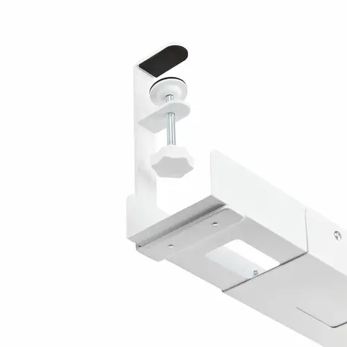 Bandeja Gestionador de Cables Negro - Soporte de Regleta - para Debajo del Escritorio - Ajustable en Longitud - Fijación con Mordaza - Instalación sin Perforaciónes - Blanco - Imagen 6