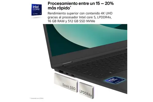 Gram 14Z90RU-G.AA55B ordenador portatil Intel® Core i5 i5-1334U Portátil 35,6 cm (14") WUXGA 16 GB LPDDR5-SDRAM 512 GB SSD Wi-Fi 6 (802.11ax) Windows 11 Home Copilot+ PC Negro - Imagen 6