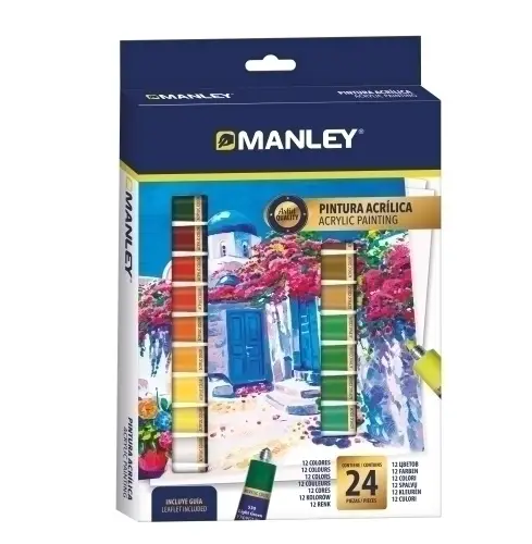 ESTUCHE PINTURA ACRILICA 24 X 12ML MANLEY MDV00024