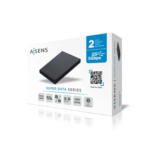 Caja externa 2,5" ASE-2530B 9.5 mm SATA a USB 3.0/USB 3.1 Gen1, Negra - Imagen 4