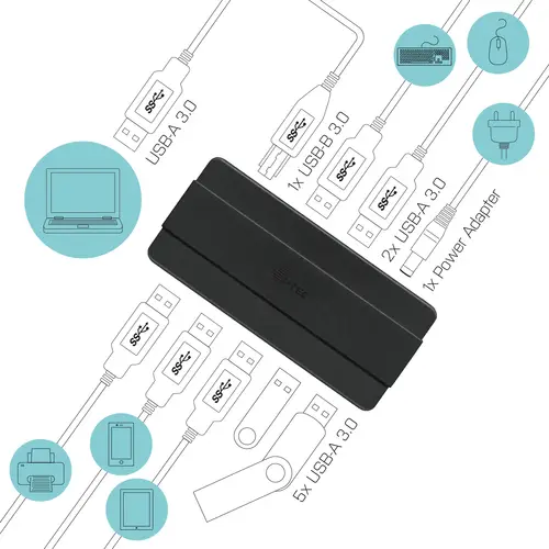 USB 3.0 Charging HUB 7 Port + Power Adapter - Imagen 4