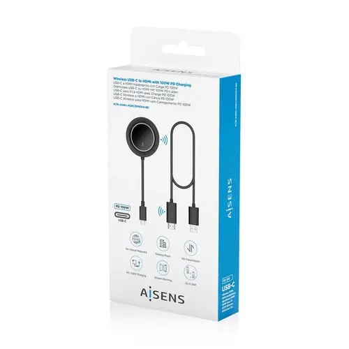 USB-C A HDMI Inalambrico 1080P 30m + USB-C PD 100W, Negro - Imagen 8