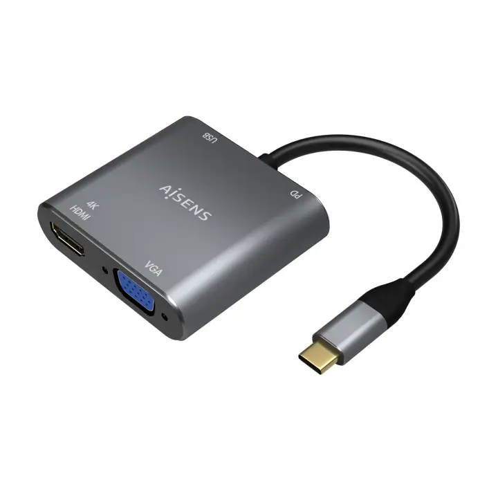Conversor USB-C a VGA/HDMI 4K/USB3.0/USB-C PD, USB-C/M-VGA/H-HDMI..