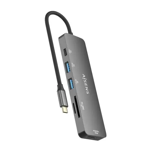 USB-C Dock 6 EN 1, USB-C a 1xHDMI, 2xUSB-A, 1xUSB-C PD 100W, 1xSD, 1xMicro SD, Gris, 15cm - Imagen 3