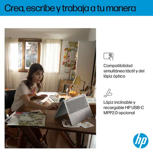 OmniBook 5 Flip 2-in-1 Laptop 14-fp0058ns Intel Core 7 150U 35,6 cm (14") Pantalla táctil 2K 16 GB LPDDR5-SDRAM Wi-Fi 6 (802.11ax) Windows 11 Home Plata - Imagen 11