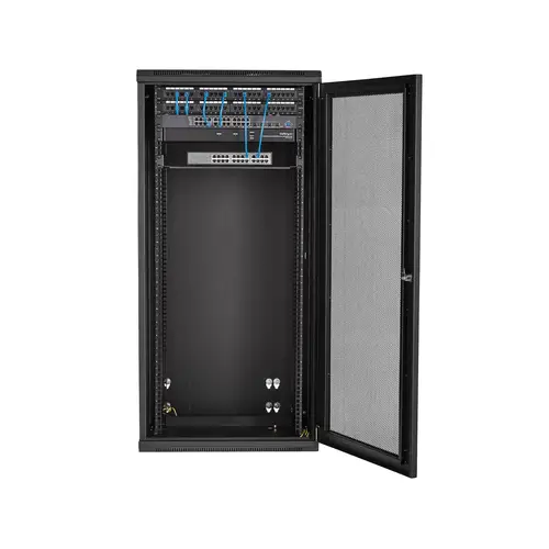 Armario Rack de Pared para Servidores 26U 19" 4 Columnas y Estante 1U - Rack de Servidores de Montaje en Pared con Bisagra - Rack Ventilado para Equipo de Red - Imagen 6