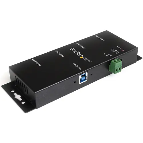 Hub Concentrador USB 3.0 de 4 Puertos - 5Gbps - Ladrón USB-A Industrial de Metal - de Montaje en Carril DIN, Pared o Escritorio - Hub de Expansión TAA - Imagen 1