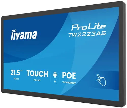 TW2223AS-B3P pantalla de señalización Panel plano interactivo 54,6 cm (21.5") Wifi 450 cd / m² Full HD Negro Pantalla táctil Procesador incorporado Android 24/7 - Imagen 4