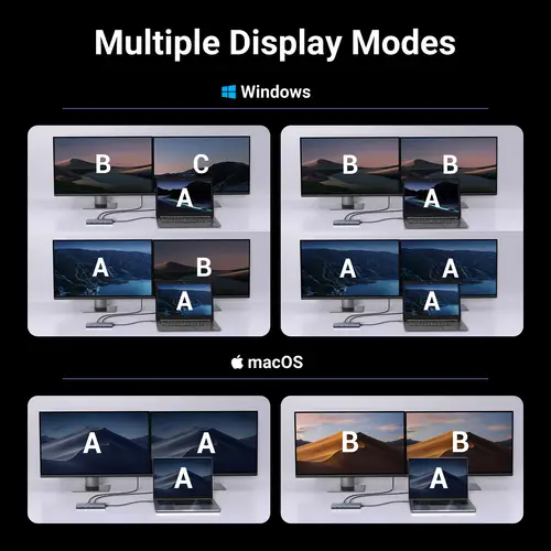 7-in-1 USB-C Hub CM498 Acoplamiento Base Gris - Imagen 5