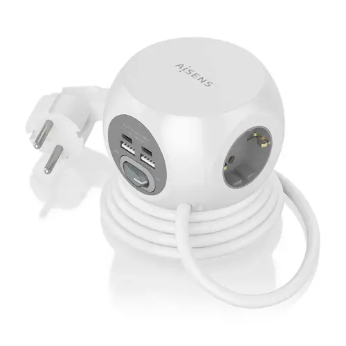Regleta de Enchufes Sobremesa Multifuncion con 3 Tomas + 2xUSB-C, 2xUSB-A, 1.4M, Blanco - Imagen 2