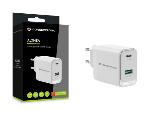 ALTHEA20W45 cargador de dispositivo móvil Universal Blanco Corriente alterna Carga rápida Interior - Imagen 4