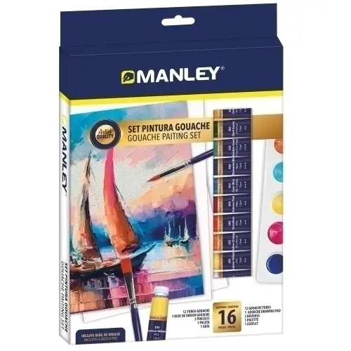 MANLEY SET PINTURA GOUACHE SET 16 PIEZAS C/SURTIDOS