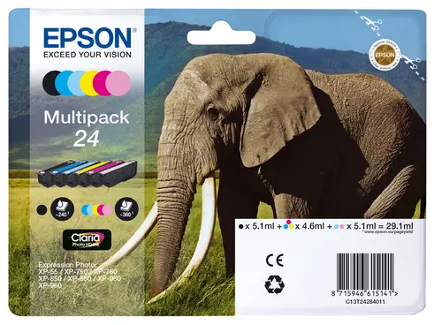 Elephant Multipack 6-colours 24 Claria Photo HD Ink - Imagen 1